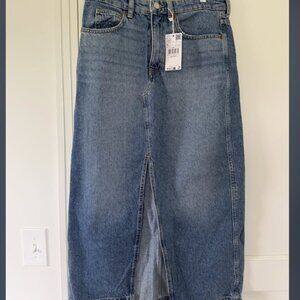 NWT Mango Midi Denim Skirt - Medium Wash